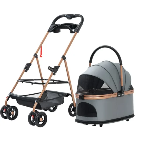 3 in 1 Folding Pet Stroller Detachable Carrier Easy Lock Canopy 30Lb max weight
