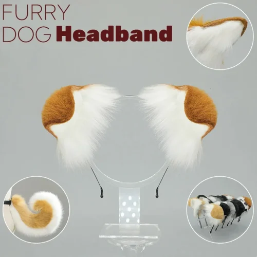 Handmade Dog Furry Ears Headband Night Party